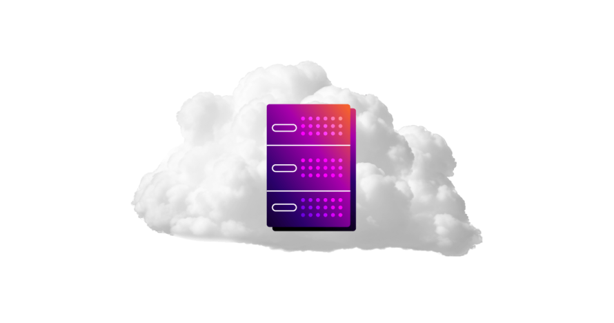 A collage featuring a server inside a cloud.