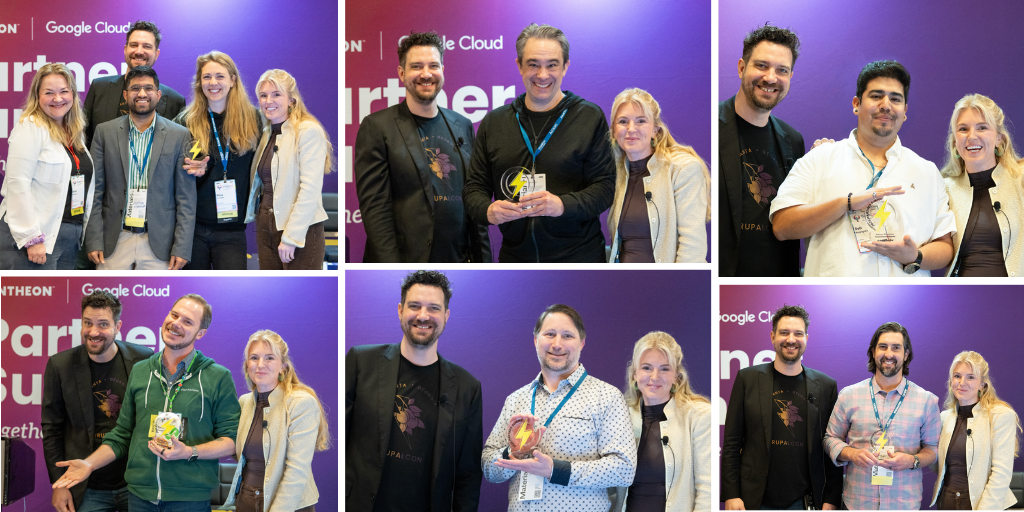 A collage of six photographs featuring winners in each of the six categories. 