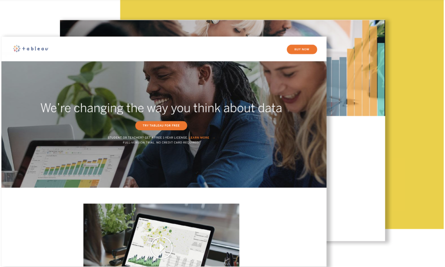 Tableau's homepage screenshot.