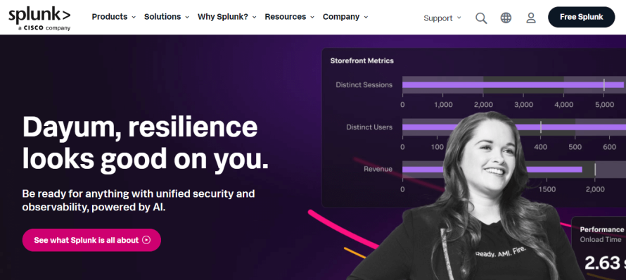 A screenshot of Splunk's homepage.